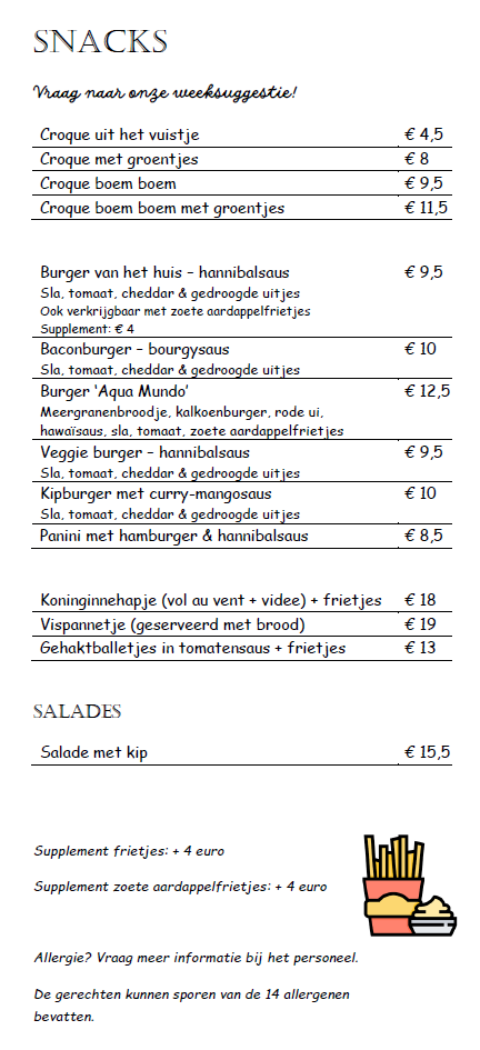 Menukaart Aqua Mundo 8