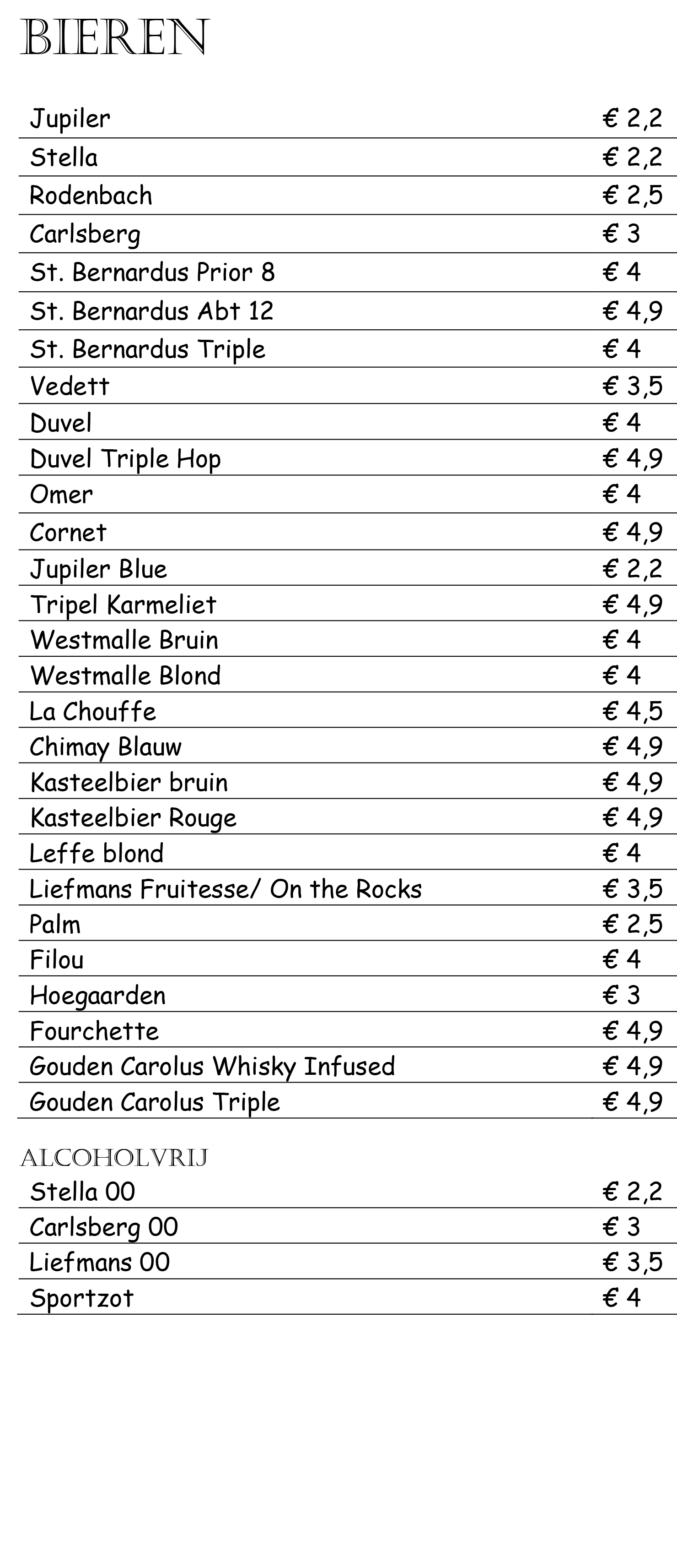 Menu Kaart 2024 2